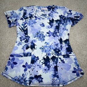 Floral Blue Women's scrub Top
